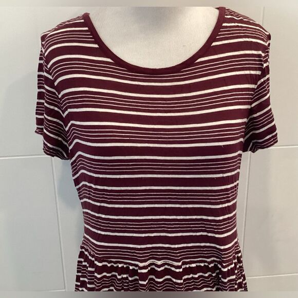 Medium Roxy Striped Burgundy Dress - Picture 3 of 11